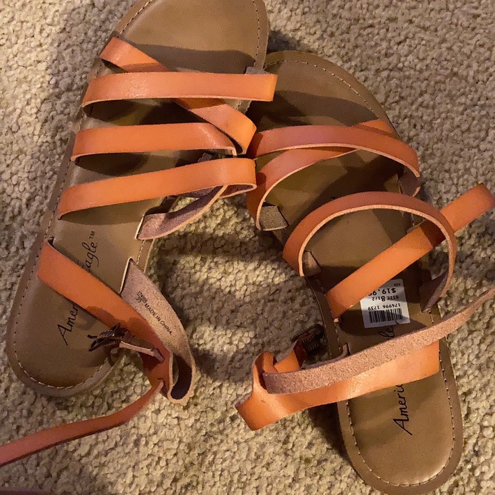 Orange American Eagle Flat Sandals